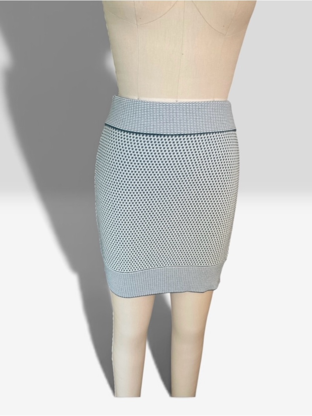 Club Monaco Blue & White Knit Mini Skirt High Waist Stretch
